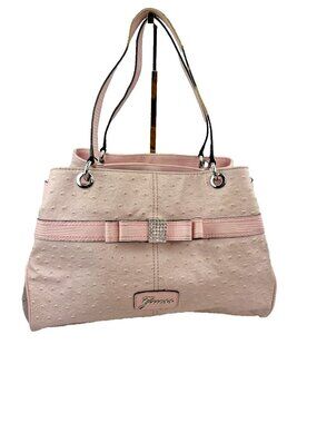 *Guess Y2K Pink Purse Womens Ostrich Print Rhinestone Bow Handbag Purse Satchel